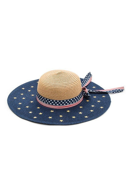 American Flag Printed Straw Floppy Hat - Bitsy Gypsy Boutique