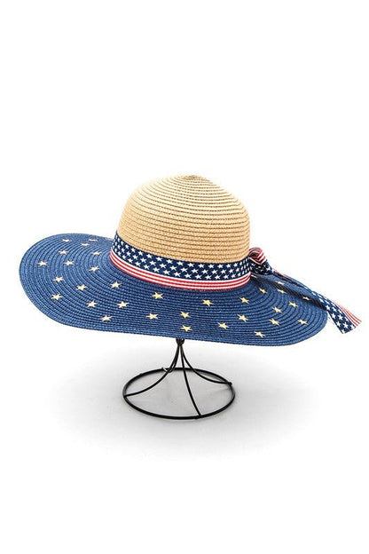American Flag Printed Straw Floppy Hat - Bitsy Gypsy Boutique