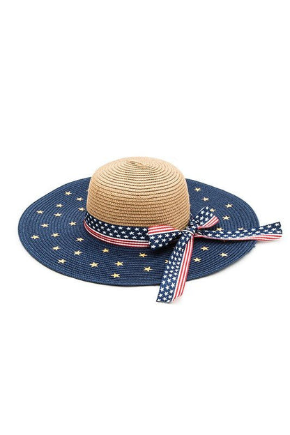 American Flag Printed Straw Floppy Hat - Bitsy Gypsy Boutique