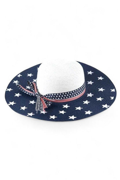 American Flag Printed Straw Floppy Hat - Bitsy Gypsy Boutique