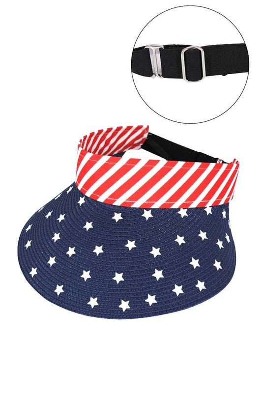 American Flag Printed Straw Visor - Bitsy Gypsy Boutique