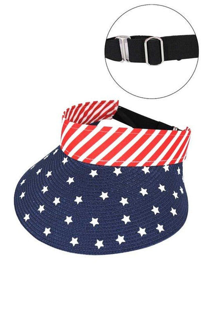 American Flag Printed Straw Visor - Bitsy Gypsy Boutique