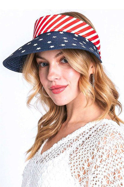 American Flag Printed Straw Visor - Bitsy Gypsy Boutique