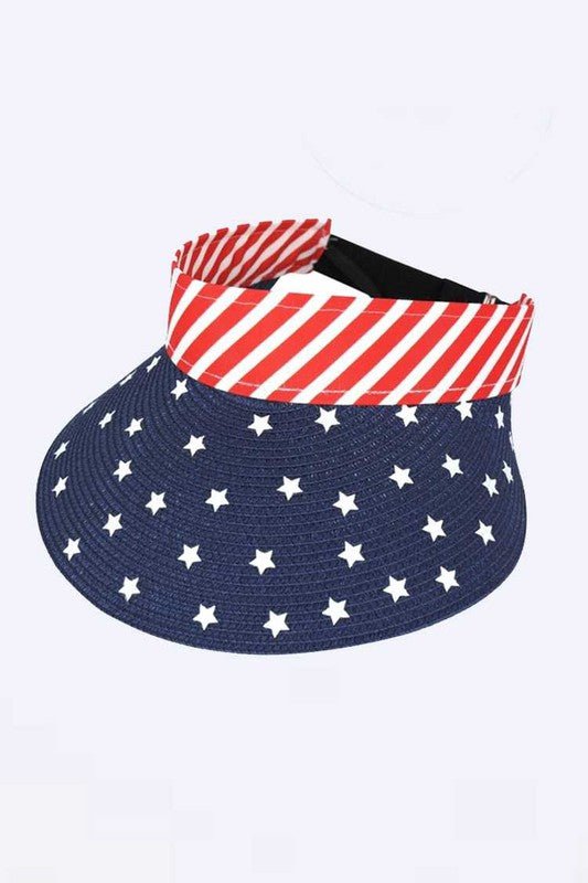 American Flag Printed Straw Visor - Bitsy Gypsy Boutique