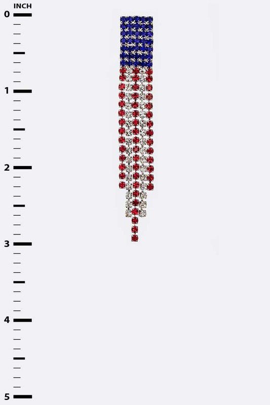 American Flag Rhinestone Fringe Earrings - Bitsy Gypsy Boutique