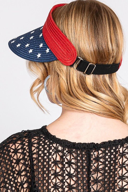 American Flag Roll up Sun Visor With Elastic Band - Bitsy Gypsy Boutique