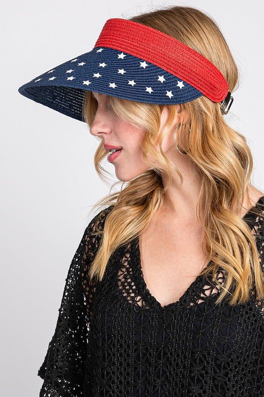 American Flag Roll up Sun Visor With Elastic Band - Bitsy Gypsy Boutique