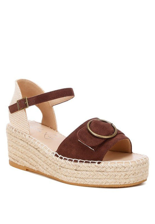 Amilta Buckle Detail Espadrille Wedges - Bitsy Gypsy Boutique