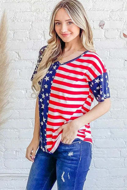 And The Why American Flag Short Sleeve Top - Bitsy Gypsy Boutique