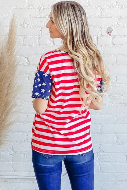 And The Why American Flag Short Sleeve Top - Bitsy Gypsy Boutique