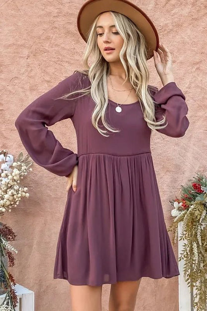 And The Why Back Lace Button Down Detail Bell Sleeve Dress - Bitsy Gypsy Boutique