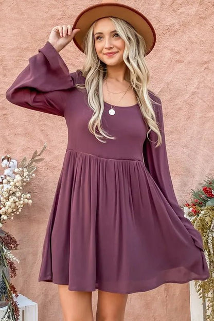 And The Why Back Lace Button Down Detail Bell Sleeve Dress - Bitsy Gypsy Boutique