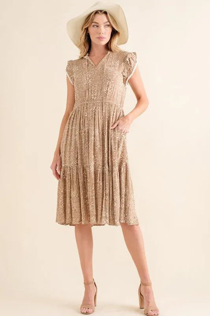 And The Why Boho Printed Tiered Maxi Dress - Bitsy Gypsy Boutique