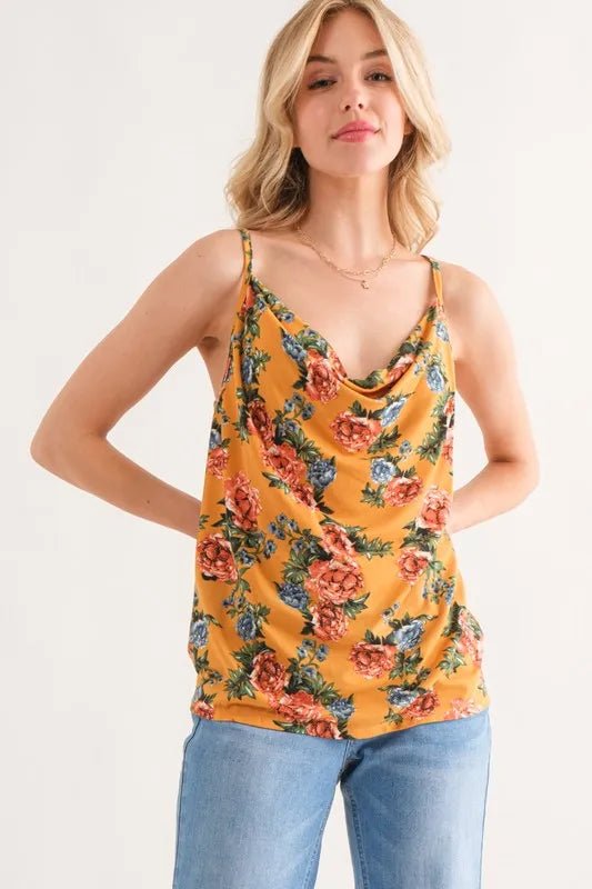 And The Why Floral Printed Casual Tank Top - Bitsy Gypsy Boutique