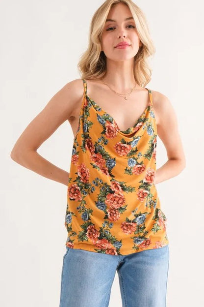 And The Why Floral Printed Casual Tank Top - Bitsy Gypsy Boutique