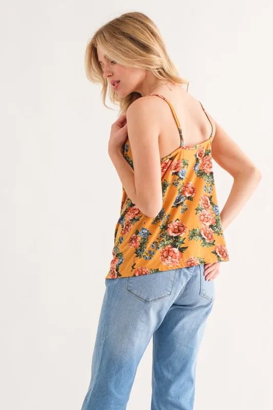 And The Why Floral Printed Casual Tank Top - Bitsy Gypsy Boutique