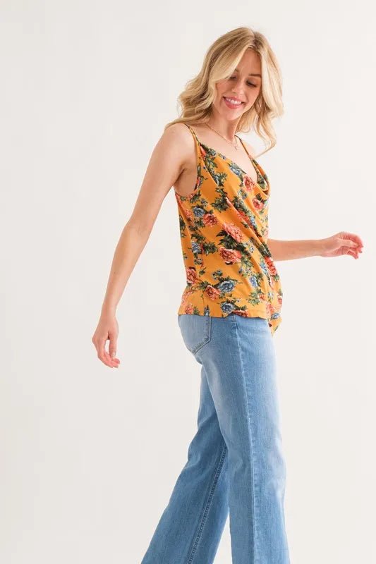 And The Why Floral Printed Casual Tank Top - Bitsy Gypsy Boutique
