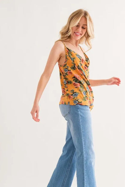 And The Why Floral Printed Casual Tank Top - Bitsy Gypsy Boutique