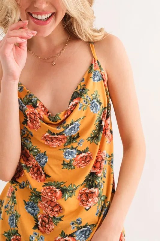 And The Why Floral Printed Casual Tank Top - Bitsy Gypsy Boutique