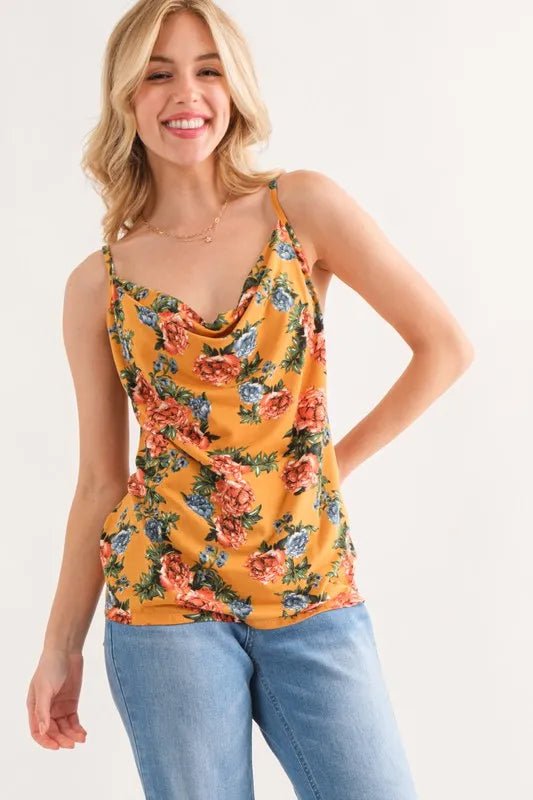 And The Why Floral Printed Casual Tank Top - Bitsy Gypsy Boutique