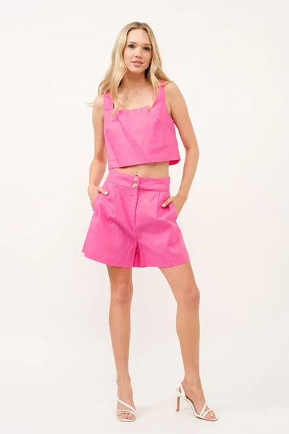 And The Why High Waist Wide Leg Mid Length Shorts - Bitsy Gypsy Boutique