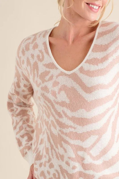 And The Why Leopard Zebra Combo Casual Sweater Top - Bitsy Gypsy Boutique