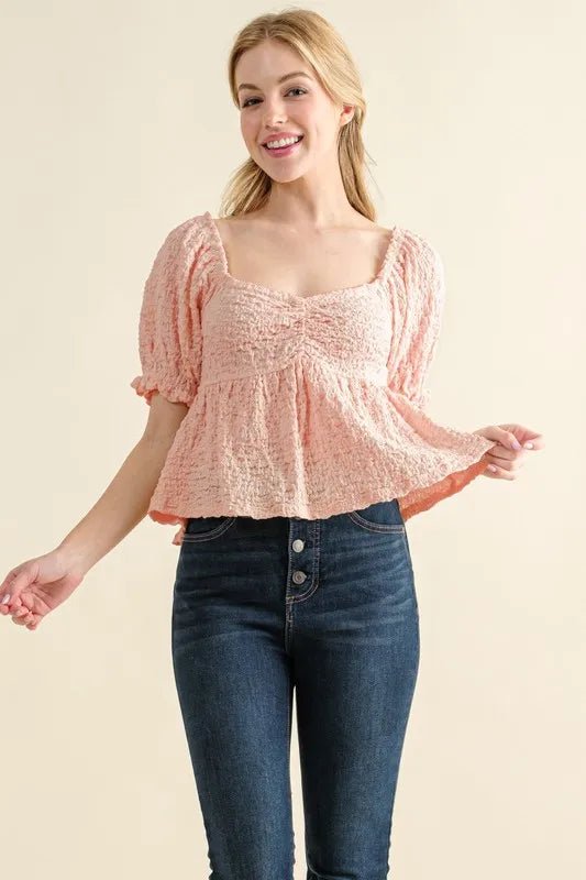 And The Why Lovely Textured and Smocked Top - Bitsy Gypsy Boutique