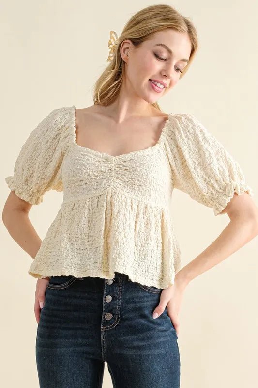 And The Why Lovely Textured and Smocked Top - Bitsy Gypsy Boutique