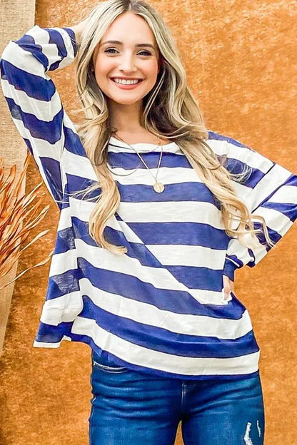 And The Why Stripe Twist Back Loose Top - Bitsy Gypsy Boutique
