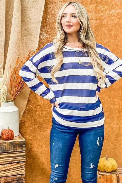 And The Why Stripe Twist Back Loose Top - Bitsy Gypsy Boutique
