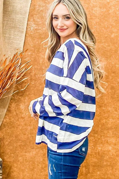 And The Why Stripe Twist Back Loose Top - Bitsy Gypsy Boutique