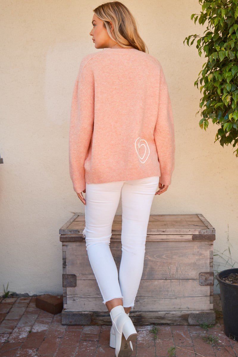 And The Why WIFEY & Heart Round Neck Sweater - Bitsy Gypsy Boutique