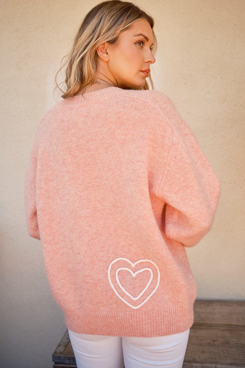 And The Why WIFEY & Heart Round Neck Sweater - Bitsy Gypsy Boutique