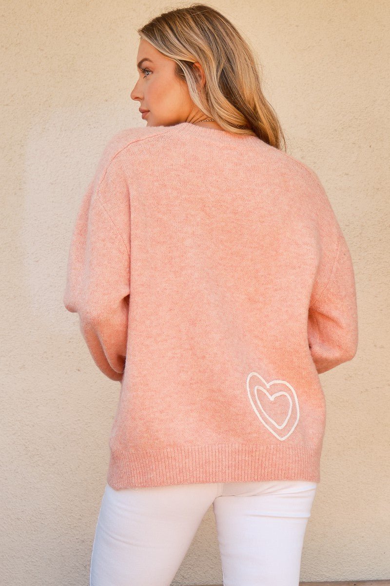 And The Why WIFEY & Heart Round Neck Sweater - Bitsy Gypsy Boutique