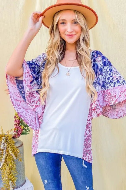 And The WhyFloral Print Bell Sleeve Top - Bitsy Gypsy Boutique