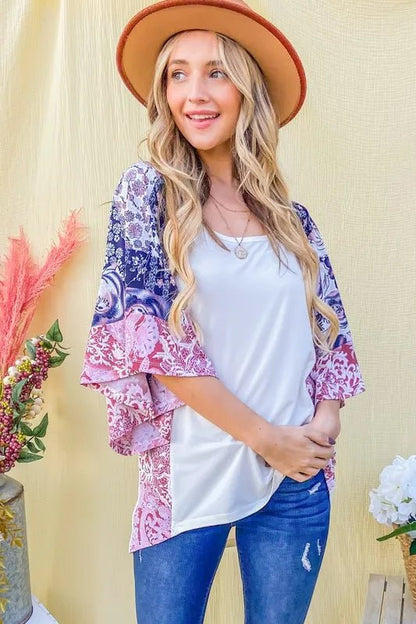 And The WhyFloral Print Bell Sleeve Top - Bitsy Gypsy Boutique