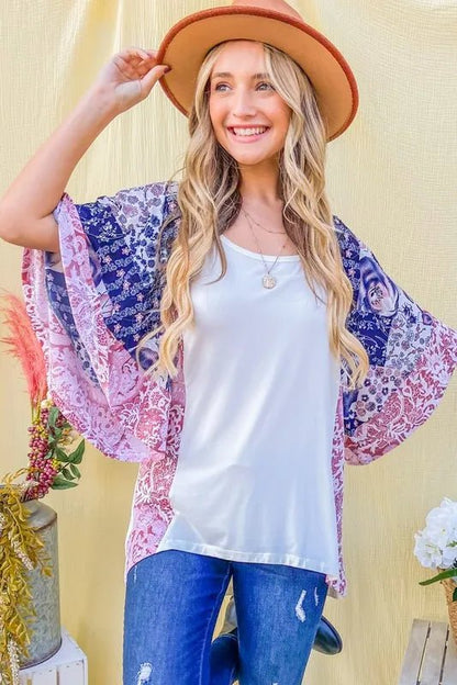 And The WhyFloral Print Bell Sleeve Top - Bitsy Gypsy Boutique