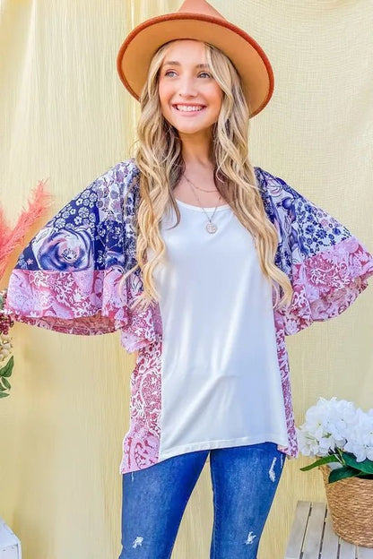 And The WhyFloral Print Bell Sleeve Top - Bitsy Gypsy Boutique