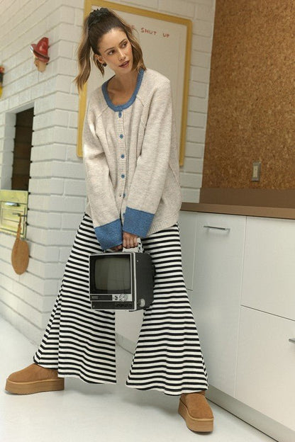 Annie Wear Contrast Trim Button Down Raglan Sleeve Cardigan - Bitsy Gypsy Boutique