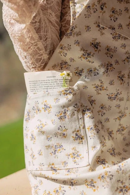 Annie Wear Stretch Ditsy Print Denim Overall Mini Dress - Bitsy Gypsy Boutique