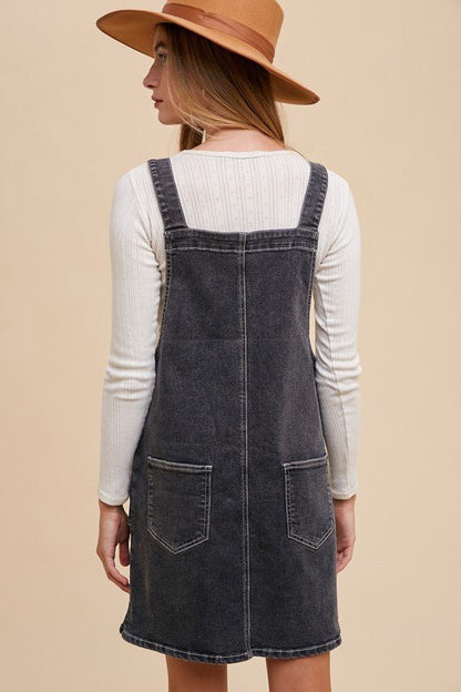 Annie Wear Wide Strap Denim Overall Dress with Pockets - Bitsy Gypsy Boutique