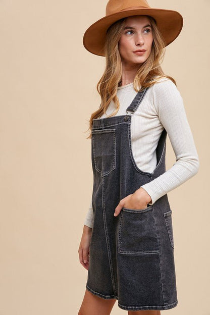 Annie Wear Wide Strap Denim Overall Dress with Pockets - Bitsy Gypsy Boutique