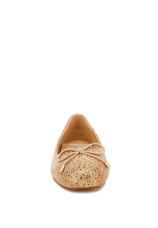 Apollon Bow Detail Embossed Suede Ballerinas - Bitsy Gypsy Boutique