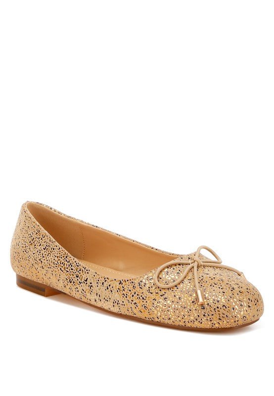 Apollon Bow Detail Embossed Suede Ballerinas - Bitsy Gypsy Boutique