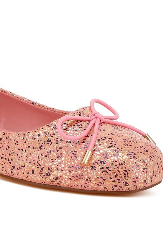 Apollon Bow Detail Embossed Suede Ballerinas - Bitsy Gypsy Boutique