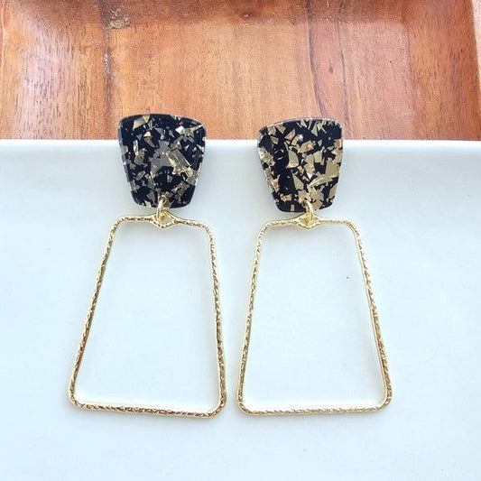 Ariana Earrings - Black Gold Flake - Bitsy Gypsy Boutique