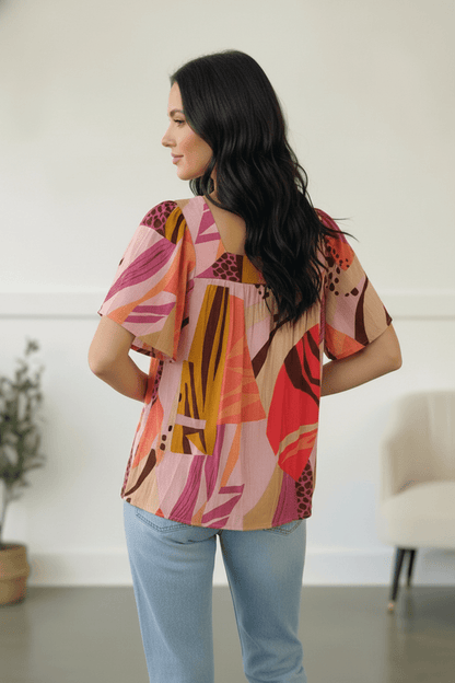 Art Walk Print Blouse - Bitsy Gypsy Boutique