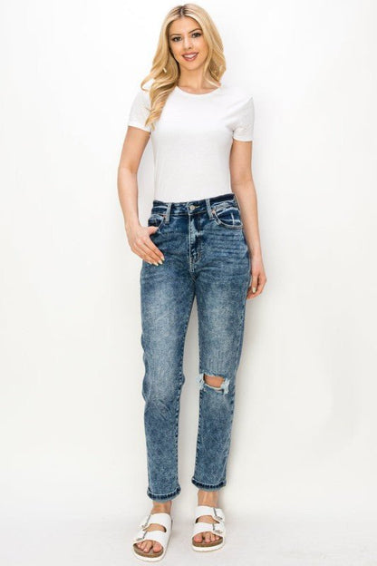 Artemis Vintage HIGH RISE STRETCH DISTRESSED MOM JEANS - Bitsy Gypsy Boutique