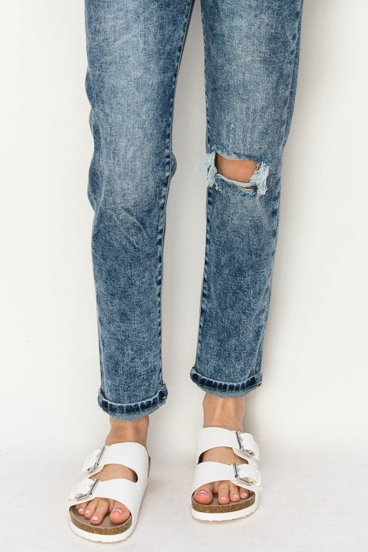 Artemis Vintage HIGH RISE STRETCH DISTRESSED MOM JEANS - Bitsy Gypsy Boutique