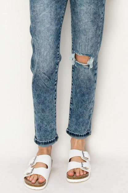 Artemis Vintage HIGH RISE STRETCH DISTRESSED MOM JEANS - Bitsy Gypsy Boutique